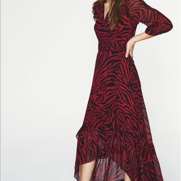 Ba&sh Selena crimson zebra print dress. - Picture 3 of 16